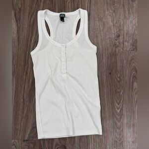 Wild Fable White Button-Front Tank Top